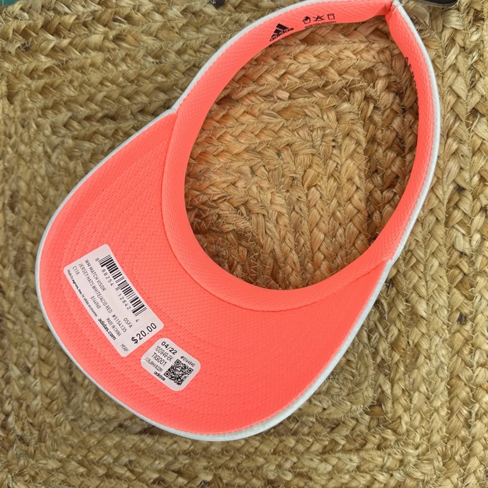 NWT Adidas Womens Adjustable Match Acid Red Gray Visor Hat - Picture 2 of 4
